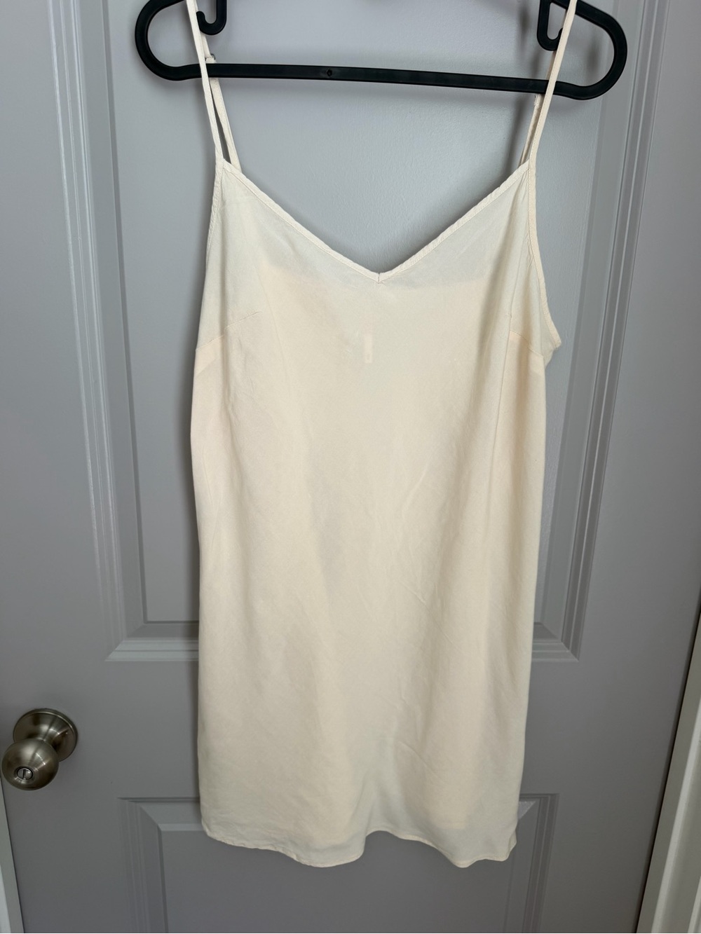 Free People Ivory V-Neck Slip Dress with Spaghetti Straps